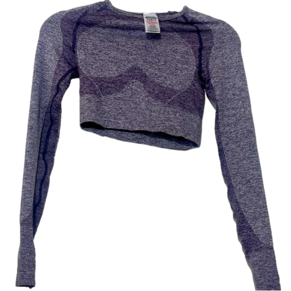 Gymshark Tops - GYMSHARK Purple Long Sleeve Crop-Top XS